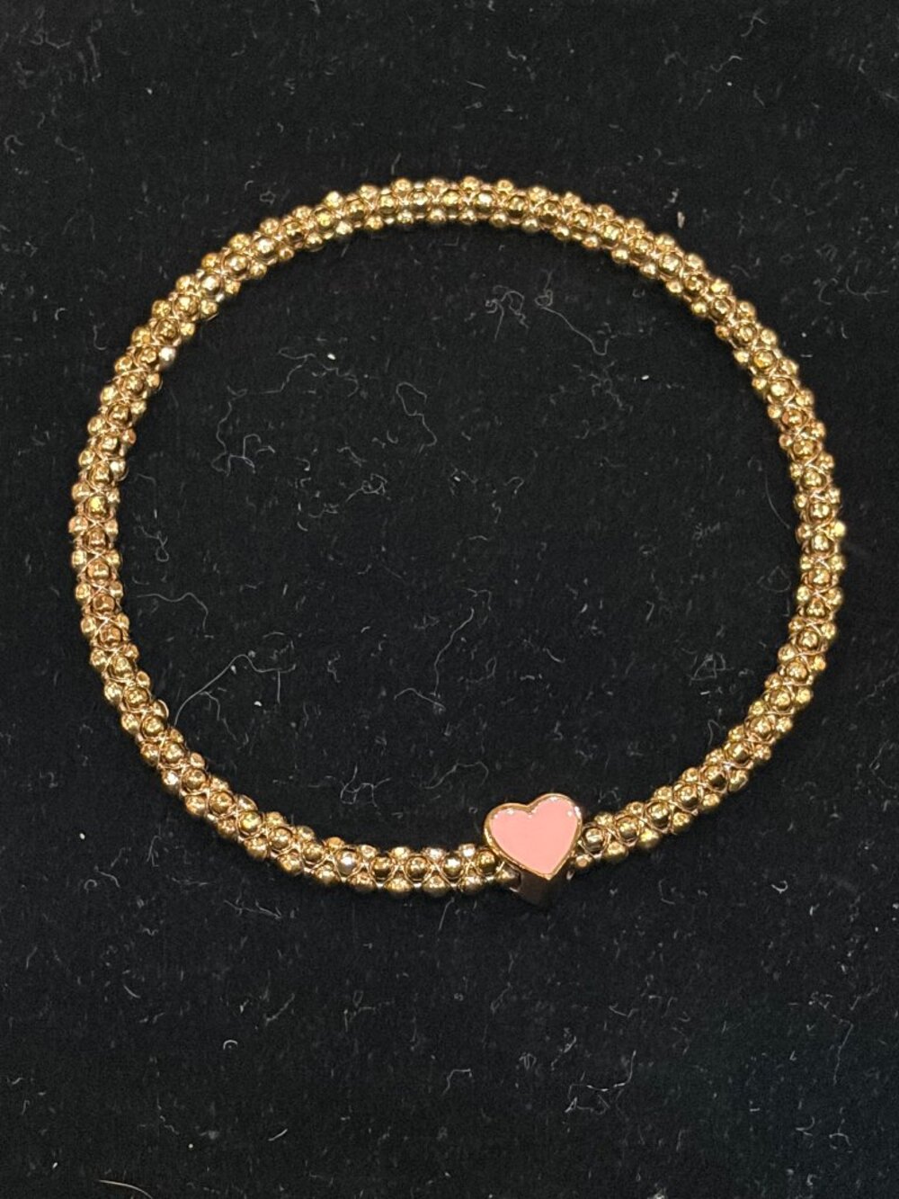 Mignon Faget, Rose Gold Halo Bangle, Faceted, Size M, Pink Heart Accent Charm